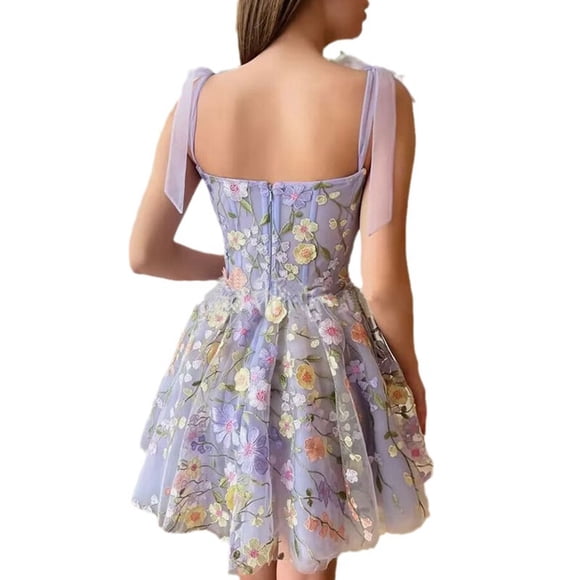 2024 Women's Fashion Stereoscopic Flower Embroidery Wrap Hip Sexy Halter Dresses