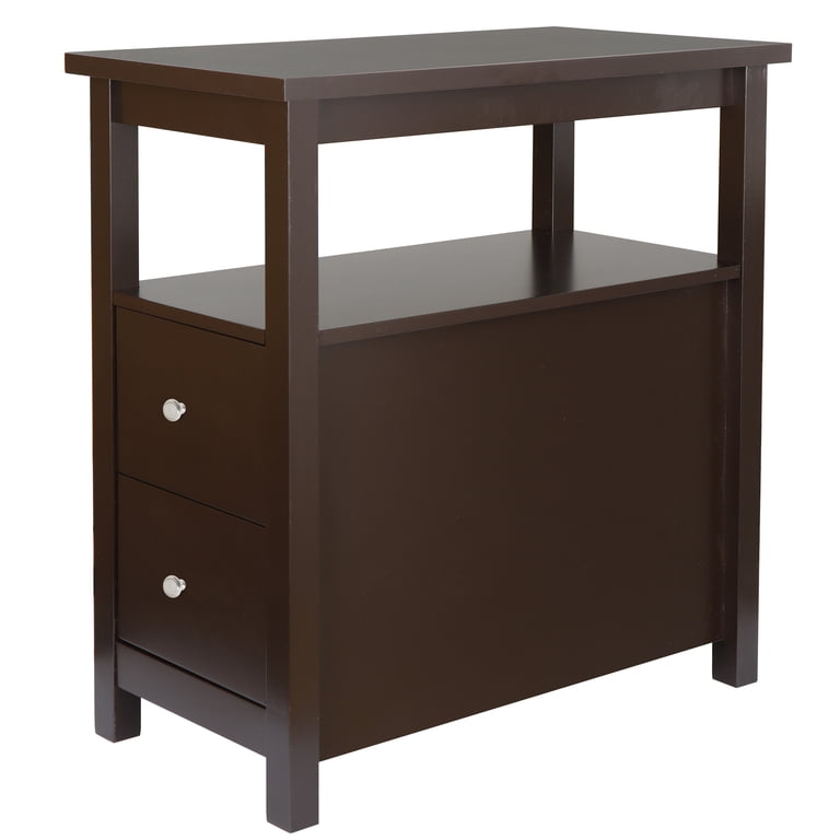 ZENY End Table with 2 Drawers and Shelf, Brown photo 2