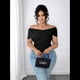thumbnail image 5 of Camiseta de Corta Ajustada con Hombros Descubiertos y Fruncido Cruzado para Mujer, Talla Grande Negro XXL, 5 of 9