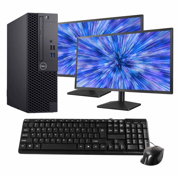 Restored Dell OptiPlex 3060 Desktop Computer Bundle | Intel Core i7, 16GB RAM, 500GB SSD | Windows 11 Pro, Dual 24" Monitors | Blair Tech