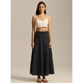 thumbnail image 5 of Mawalde Women Tiered Long Skirts Pleated A Line Adjustable Elastic Waist with Drawstring Flowy Long Skirt, 5 of 8