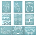 thumbnail image 1 of Juego de 9 plantillas autoadhesivas de 28 x 22 cm para serigrafía, con temática floral. Plantillas reutilizables para transferencia a malla de serigrafía., 1 of 7