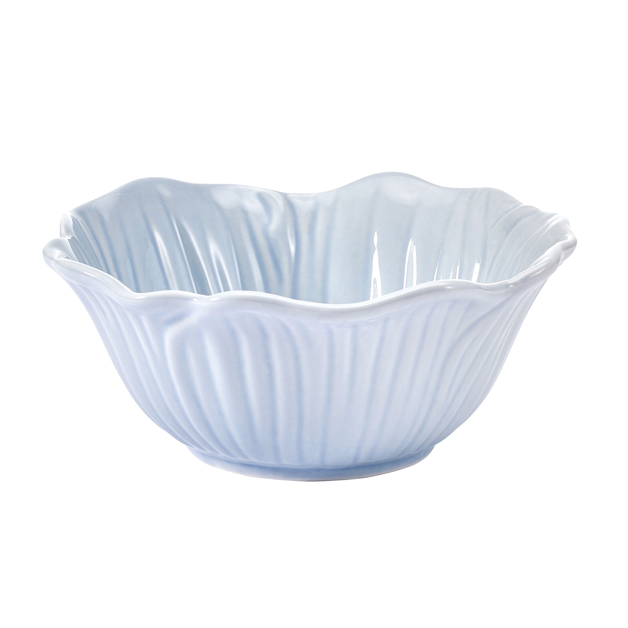 Beautiful by Drew Barrymore Embossed Flower 12 Piece Stoneware Dinnerware Set, 4 Piece Setting, Blue