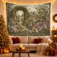 thumbnail image 3 of Pink Flowered Stone Arch in a Cottage Garden, Peaceful Vintage for Cottagecore Fans, Garden Wall Art, Housewarming Gift, Tapestry Wall Hanging for Bedroom and Living Room, 3 of 7