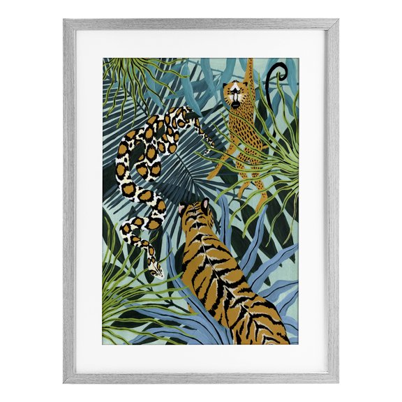 Stupell Industries Bohemian Animal Dance Exotic Wildlife Gray Framed Print Under Glass, 14 x 20, by Yvette St. Amant