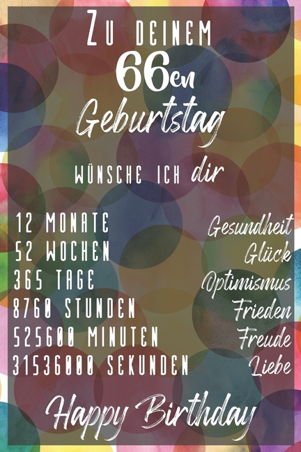 Zu deinem 66en Geburtstag wünsche ich dir : Liniertes Notizbuch I Grußkarte für den 66 
