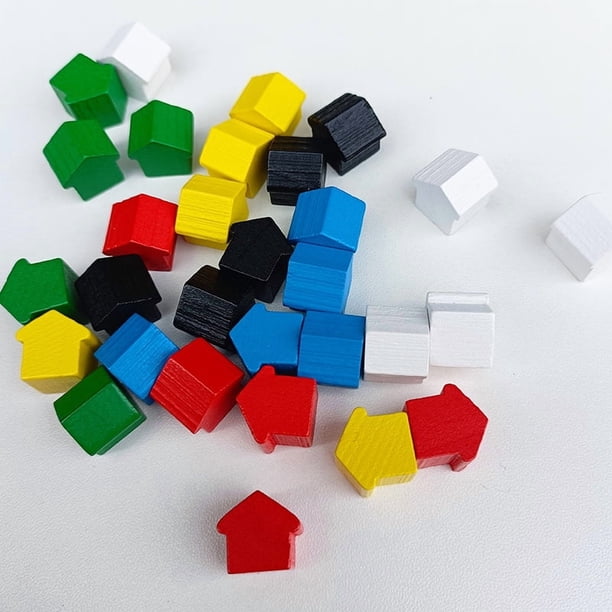 50 piezas de juego de casa de madera para juegos de mesa, divertido y educativo, minijuego de ajedrez para niños, accesorios para comercio inmobiliario.