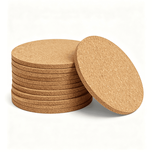 Cork Coasters for Drinks 12 Pack, Absorbent Heat Resistant Coasters for Coffee Table, Eco-Friendly Blank Bulk Coasters for Crafts, Housewarming Gift
