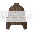 thumbnail image 2 of WLOMHUW Womens Cropped Jakcets Suede Bomber Jacket with Stand Collar Zip Up Short Coat with Pockets, 2 of 5