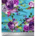 thumbnail image 1 of Soimoi Crepe Silk Fabric Leaves & Rose Flower Print Fabric by Yard 42 Inch Wide, 1 of 1