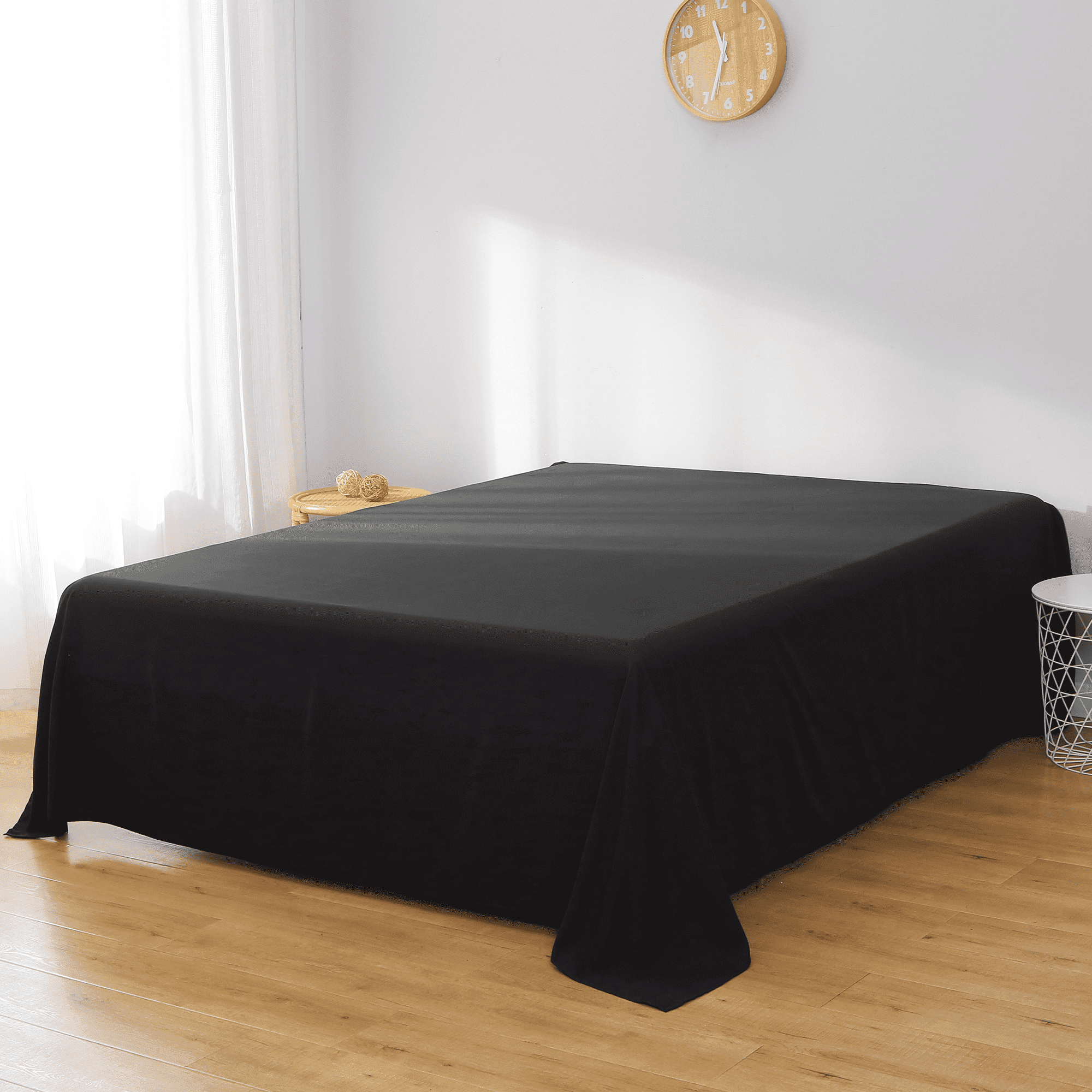 Soft Black Flat Sheet, Luxury and Quality Bedding Flat Sheet, Wrinkle