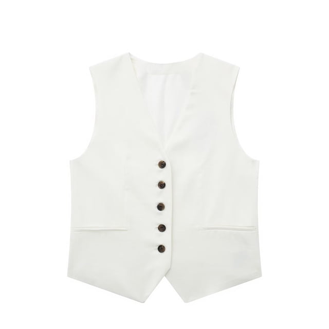 Chaleco Chalecos con botones para mujer, cómodo, ajustado, elegante, chaleco (blanco M) Ygjytge Blanco T M para Mujer