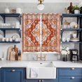 thumbnail image 2 of Orange Red Boho Kitchen Curtains 84 Inch Length, Ethnic Geometric Middle Century Art Grommet Top Bedroom Living Room Curtains, Light Filtering Cafe Curtain Drapes 2 Panels Set 104''x84'', 2 of 9