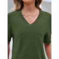 thumbnail image 4 of Top MEROKEETY de verano para mujer, manga corta, cuello en V, tejido ArmyGr, 4 of 6
