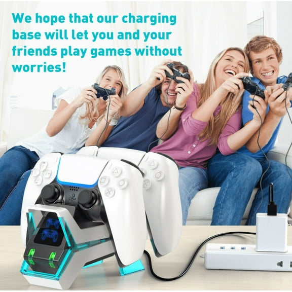 ERAMONG PS5 Controller Charging Station, Dual-Control 5V/3A High-Speed Fast Charging AC Adapter, Electronic Dog Style Dual Playstation5 Charger Station Base Accessories with LED Indicator