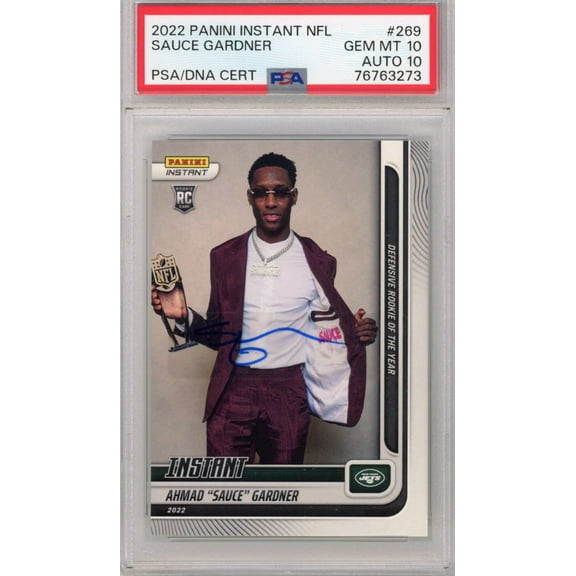 Graded 2022 Panini Instant Ahmad Sauce Gardner #269 Rookie RC Football Card PSA 10 Auto Gem Mint