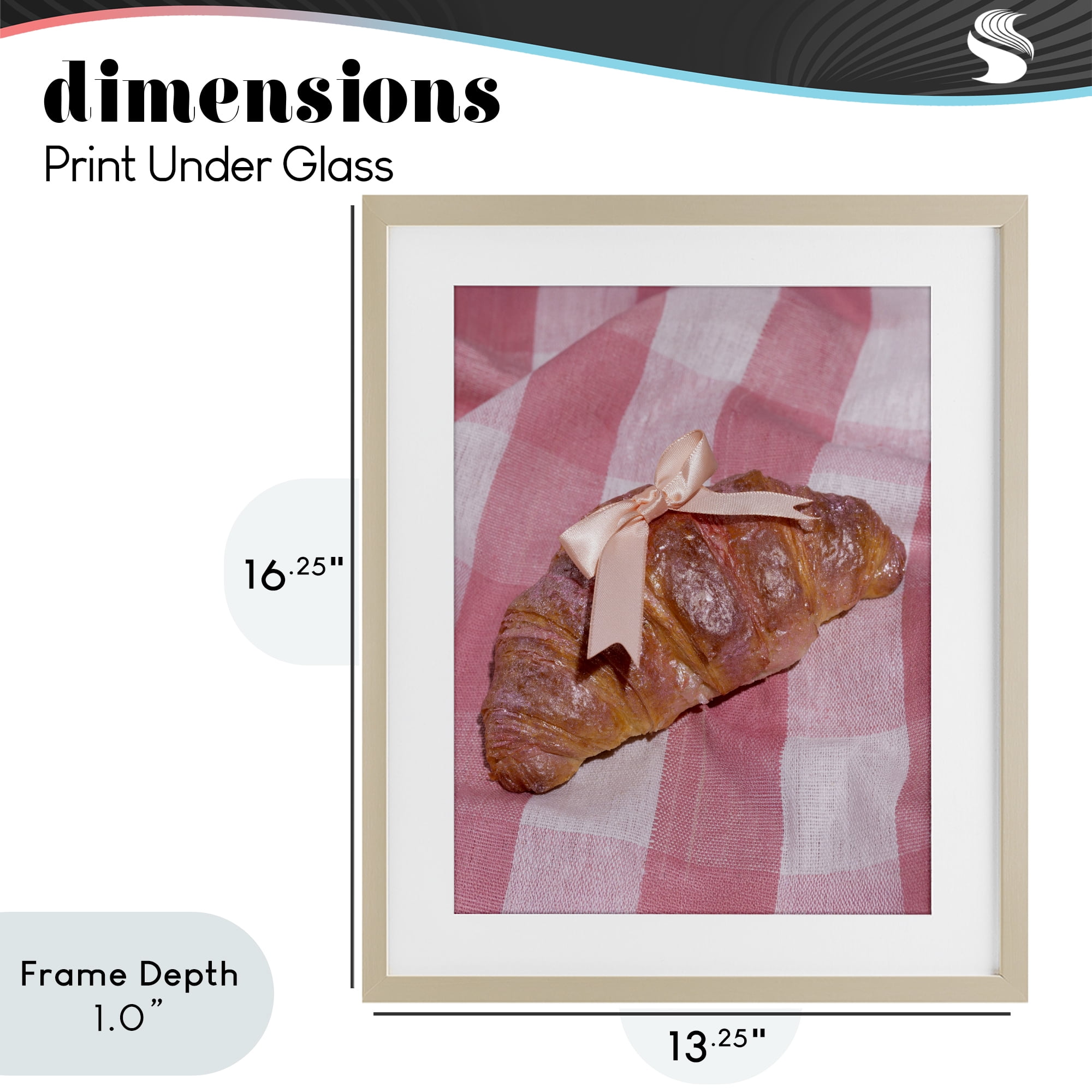 Stupell Industries Glam Ribbon Croissant Birch Framed Print Under Glass, design by LISH Creative