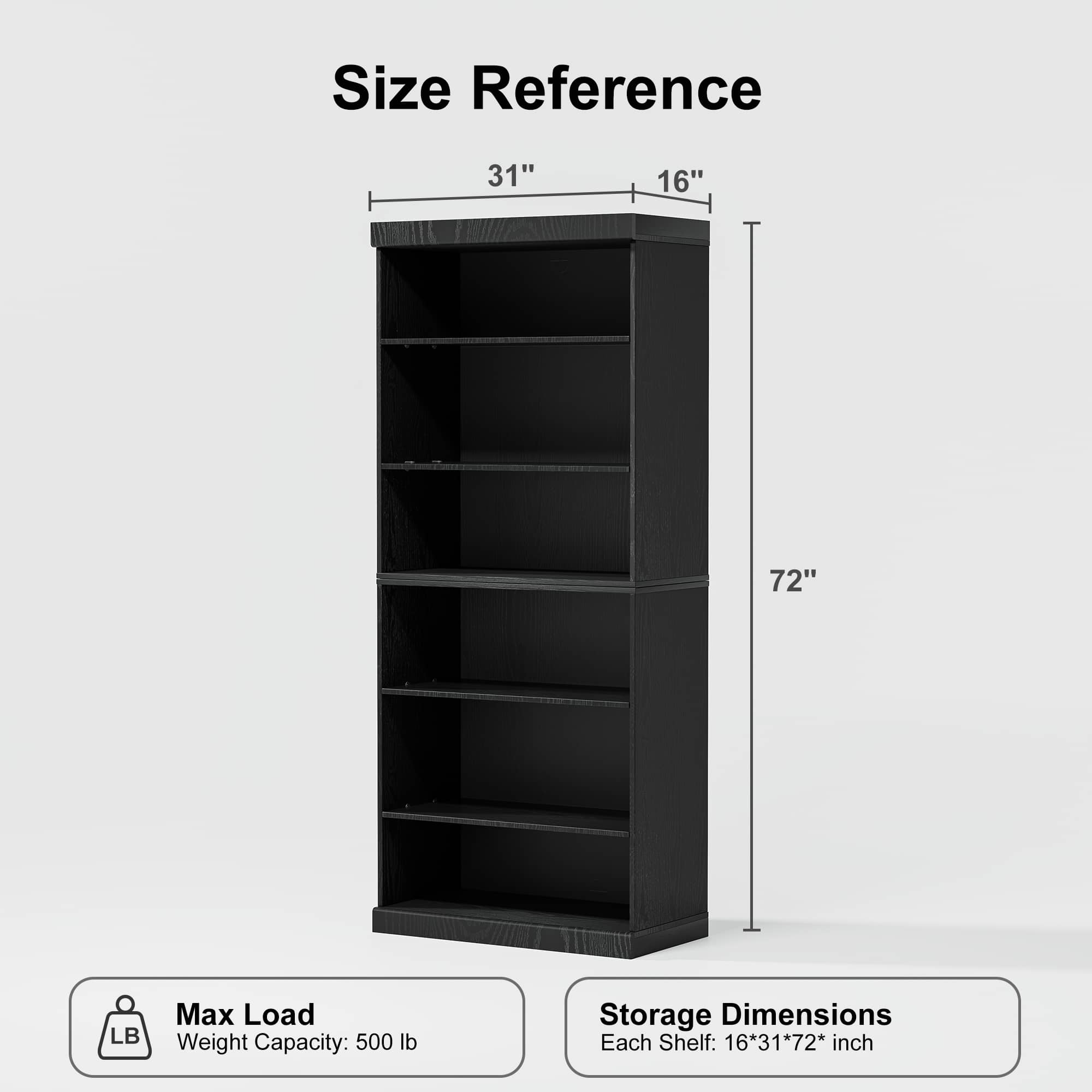 MAYEERTY 36"x31"x16" Doorless Storage Wood Cabinet for Living Room, Black