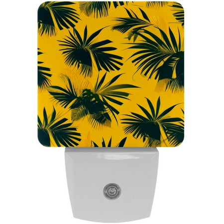 

2-Pin Plug into Wall [2 Pack] Coconut Leaves Decorative Night Light with Auto Dusk to Dawn Sensor Square LED 0.5W Plastic Night Light