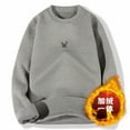 thumbnail image 3 of TFEOQRY Men's Crew Neck Sweater Thicken Lined Knitted Long Sleeve Casual Pullover Fall Winter Warm Top Gray-2, 3 of 8