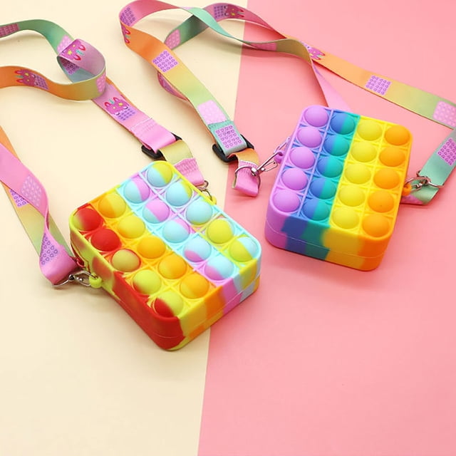 Poppet Push Bubbles Toy Rainbow Unicorn Kawaii Coin Purse Children Wallet Ladies Bag Simple Dimple Squeeze Toy For Kids heqiyong toy