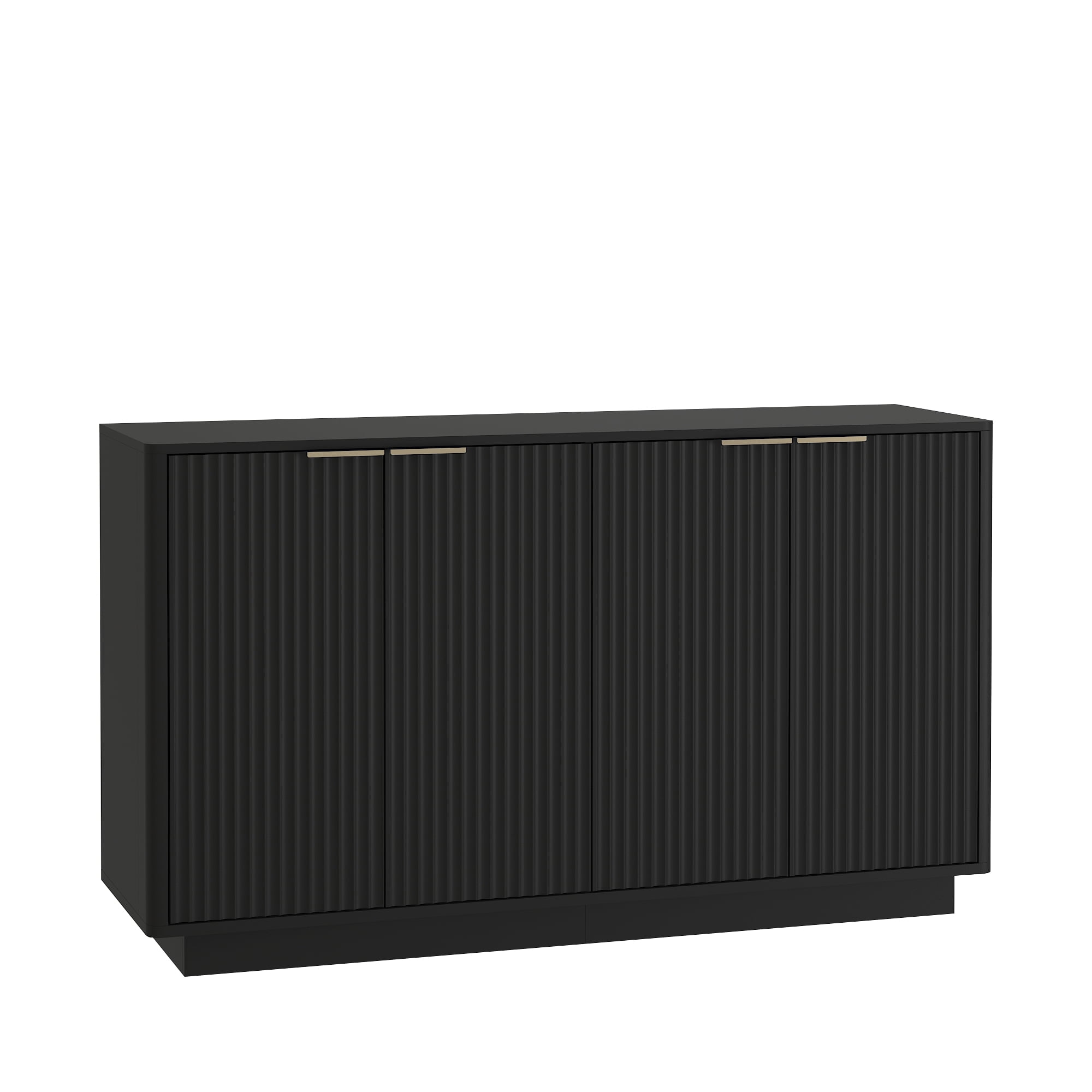 Aukfa Fluted Wood Buffet Sideboard Storage Cabinet with Adjustable Shelves, Accent Cabinet,Black