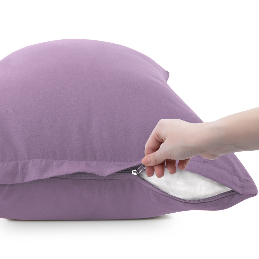 Unique Bargains 4-Piece Soft Microfiber Pillowcases Lavender Standard(20"x26")