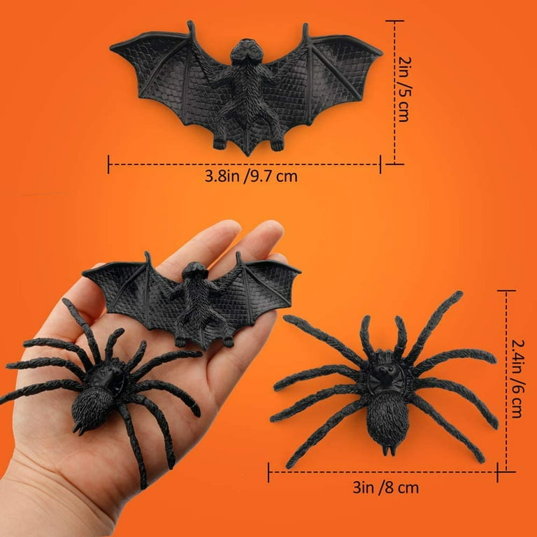 Coogam 48PCS Halloween Spiders Bats Party Favor Decorations Set of 24  Realistic Spiders and 24 Plastic Bats, Small Size Hallowmas Prank Props  Supplies ...