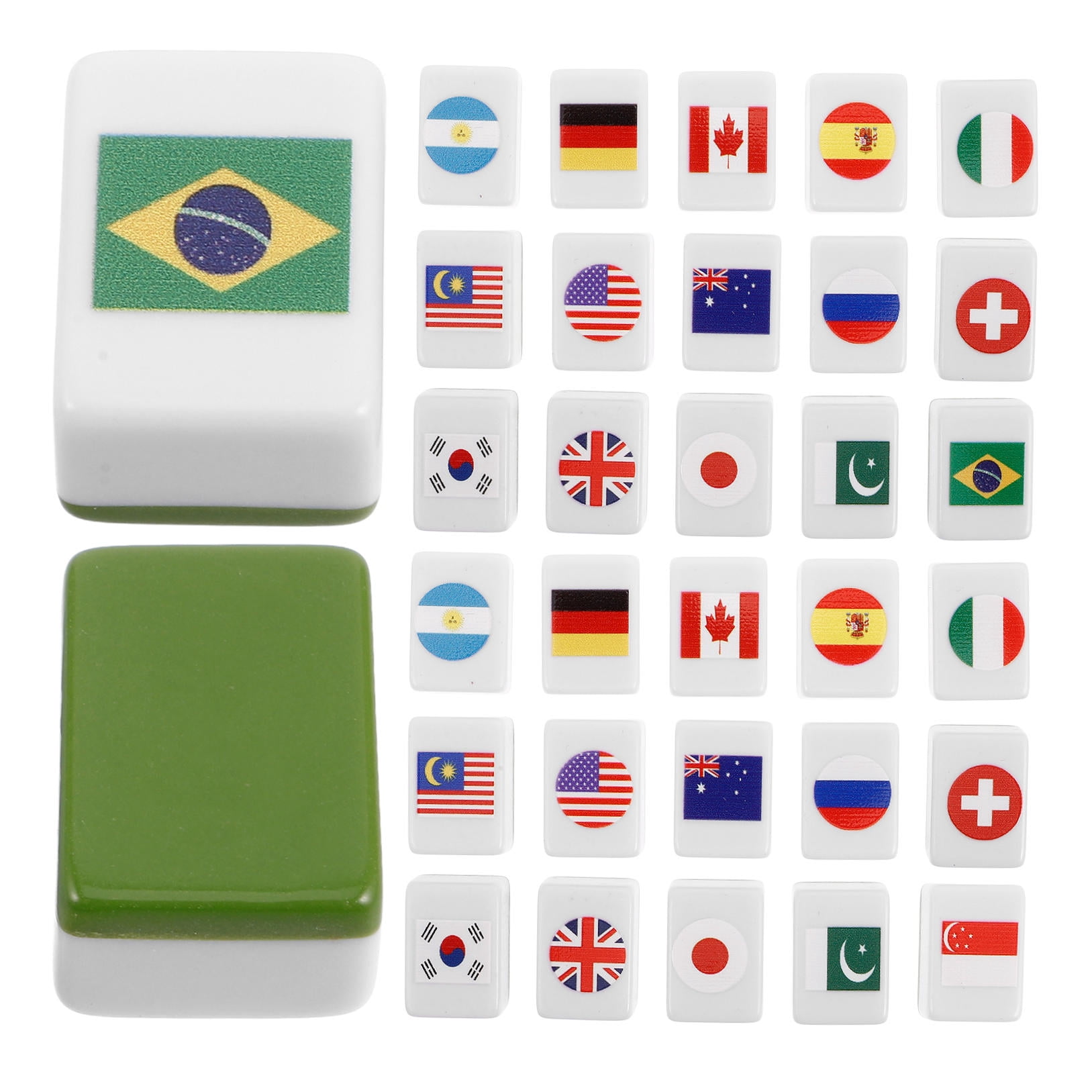 WHAMVOX 48PCS Game Blocks Family Party Games Mahjong Tiles Set with Colored Flags for Easy Recognition