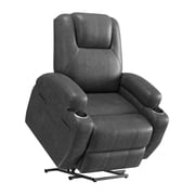 Furmax Electric Power Lift Leathaire Recliner Chair with Massage for Bedroom, Black