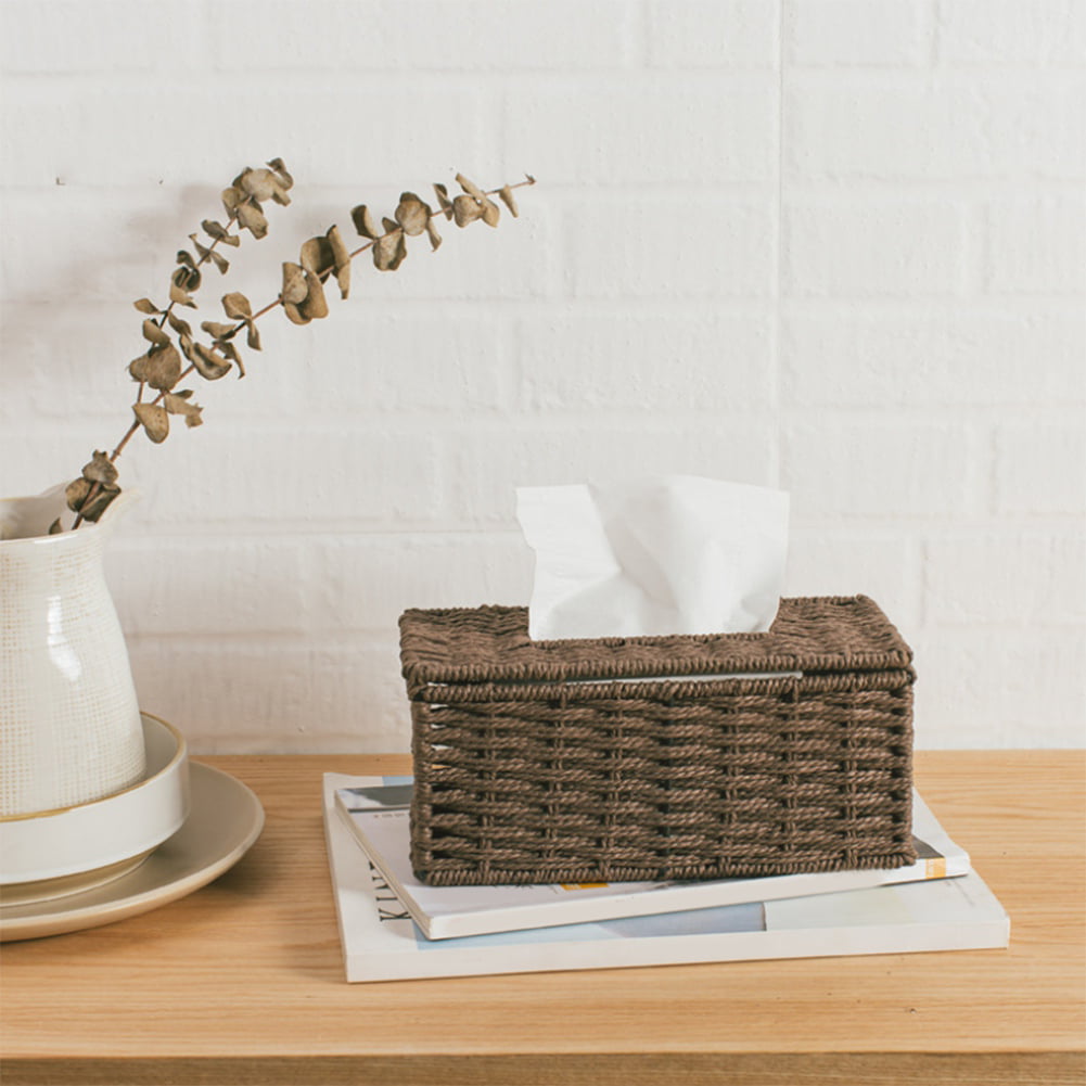 Details about   Vintage Rattan Style Napkin Toilet Roll Paper Holder Storage Desktop Home Decor 