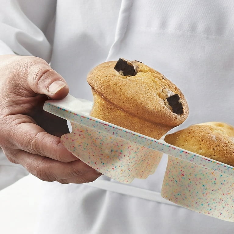 Trudeau Non-Stick Carbon Steel Cupcake & Muffin Pan - 12 Cavity, Silver, Oven Safe To 428°F (220°C)