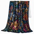 thumbnail image 2 of Enchanted Botanical Garden Jewel Tones, Festive Botanical Garden Scene, Warm Flannel Blanket for Sunroom and Reading Nook, Garden Lovers Thanksgiving Gift, Botanical Home Decor, 2 of 9