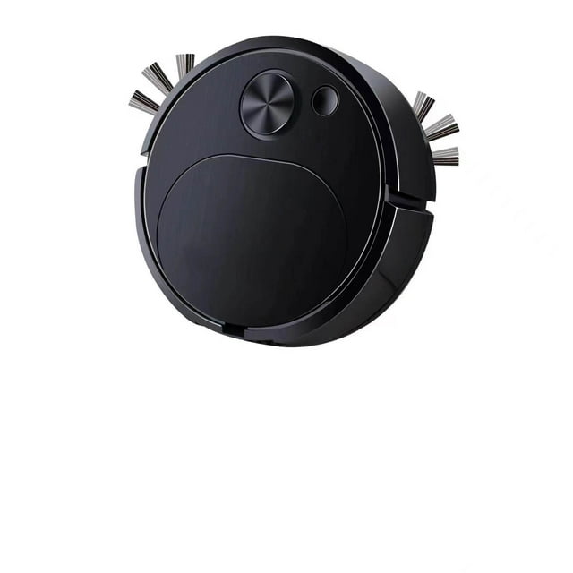 Smart Robot Vacuum Cleaner - 3-in-1 Sweeping, Mopping & Suction for Hard Floors, designed in a sleek black finish with side brushes for thorough cleaning. Features smart mapping navigation, automatic obstacle avoidance, and a 400mAh lithium battery for extended low-noise operation. Ideal for hard floors, it includes USB charging, a wet mop upgrade, and multifunctional cleaning capabilities.