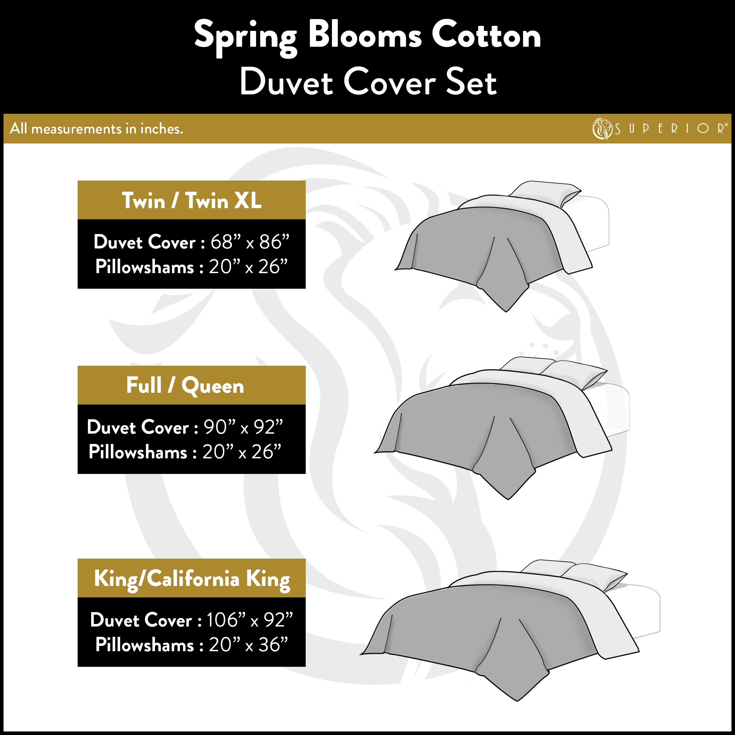 Superior Spring Blooms Duvet Cover Set, King/ Cal King, White