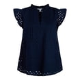 thumbnail image 6 of Time and Tru Women's Cotton Eyelet Top with Short Flutter Sleeves, Sizes XS-XXXL, 6 of 6