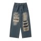 thumbnail image 2 of Pantalones vaqueros retro coreanos Y2K con reparación de agujeros para hombres y mujeres, nuevos pantalones de fregado de pierna ancha y rectos sueltos de estilo americano de calle alta 2023, 2 of 4