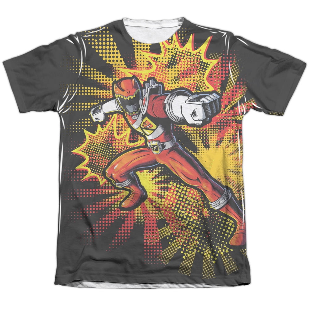 Power Ranger Leo Rips Shirt Power Rangers - Red Ranger Burst - Short Sleeve Shirt - Medium ...