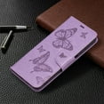 thumbnail image 5 of Allytech Embossed Butterfly Case for Samsung Galaxy S21 FE 5G [2022 Released], PU Leather Card Slots Flip Stand Magnetic Closure Wrist Strap Lanyard Protective Cover for Galaxy S21 FE 5G 6.4", Violet, 5 of 5