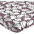 thumbnail image 3 of Hello Kitty Stripes & Hearts Queen Size Sheet Set Super Soft Piece Bedding Set Microfiber Sheets Include Reversible Pillow Covers, 3 of 6