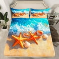 thumbnail image 2 of Erosebridal Kawaii Starfish Bed Sheets Set Twin Size, Summer Beach Bed Sheets Twin, Marine Seashell Twin Sheet Sets, Super Cozy Room Decoration, 3-Piece, 2 of 7