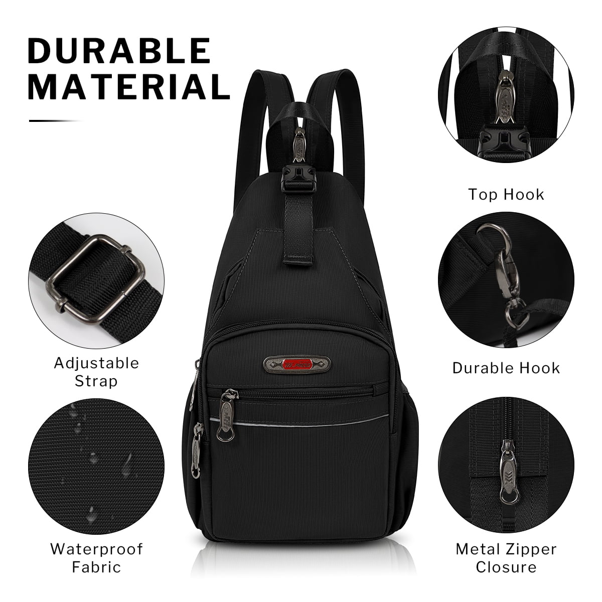 Sling Bags for Men Women Crossbody Small Sling Backpack with Single Double Shoulder Lightweight Over Shoulder Bag for Daily Travel Use,8610-Black