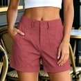thumbnail image 3 of HomeDM Shorts for Women High Wasit Button Zip Closure Wide Leg Shorts Wine Summer Casual Work with Pockets Size 3XL, 3 of 8