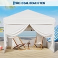 thumbnail image 3 of Kicctian 10x10 FT Pop Up Canopy Tent with Sidewalls, Outdoor Commercial Canopy with Sandbags and Carry Bag, Portable Shelter for Camping, Backyard Parties or Events, White, 3 of 8