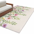 thumbnail image 6 of Colorful Flowers Area Rug 3x5 Washable Rug Non Slip Spring Floral Leaves Botanical Country Beige Large Area Rug Indoor Floor Carpet for Entryway Bedroom Kitchen Living Room Home Office Dining Room, 6 of 8