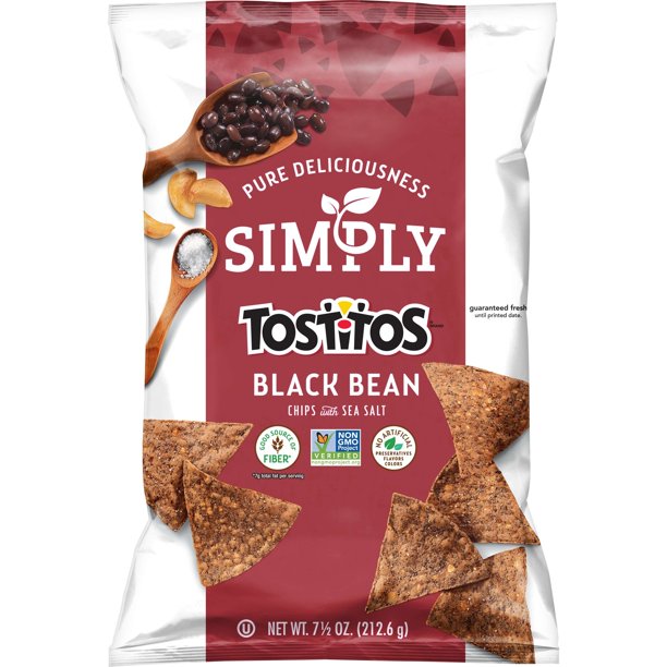 Simply Tostitos Black Bean Tortilla Chips, 7.5 oz Bag