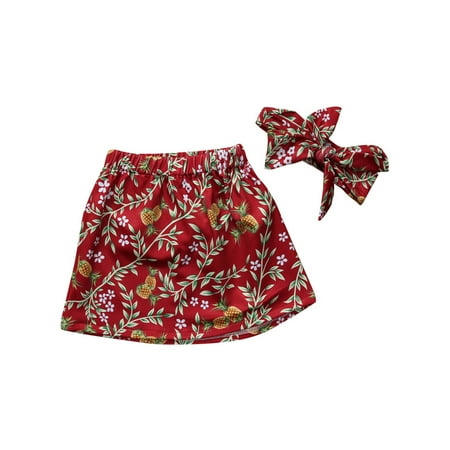- StylesILove Baby Girl Cute and Soft Floral Skirt and Headband 2-PC Set (110/3-4 Years, Burgundy)