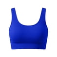 thumbnail image 6 of Womens Yoga Sports Bras Stretch Athletic Ribbed Tank Top Bralettes Scoop Neck Wireless Push Up Bra 32BC, Blue, 6 of 7