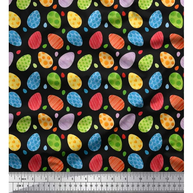 Soimoi Cotton Cambric Fabric Egg Easter Fabric Prints by Yard 56 Inch Wide