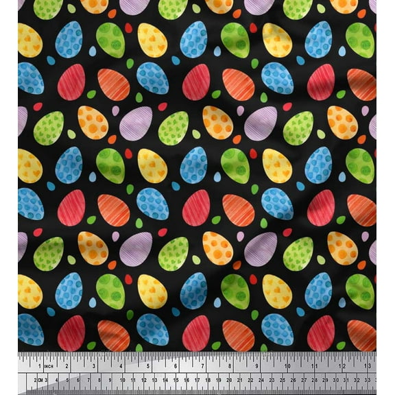 Soimoi Cotton Duck Fabric Egg Easter Printed Craft Fabric by The Yard 42 Inch Wide